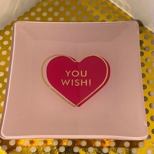 square glass tray with gold leaf “YOU WISH!” on hearts